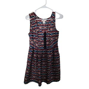 Band of Gypsies Womens Geometric Southwestern Print Hook & Eye Mini Dress Small